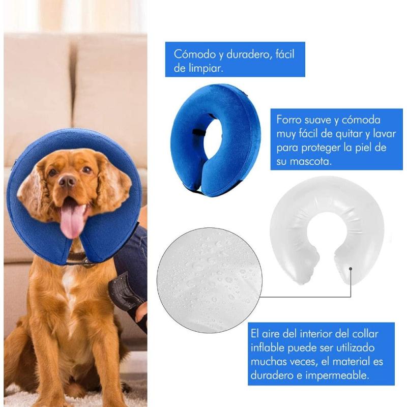 Soft Inflatable Dog Cone Collar Adjustable Recovery Comfy Elizabethan Collar