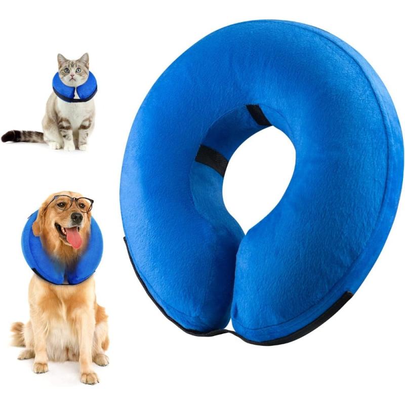 Soft Inflatable Dog Cone Collar Adjustable Recovery Comfy Elizabethan Collar