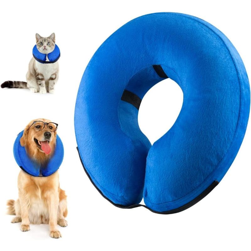 Soft Inflatable Dog Cone Collar Adjustable Recovery Comfy Elizabethan Collar