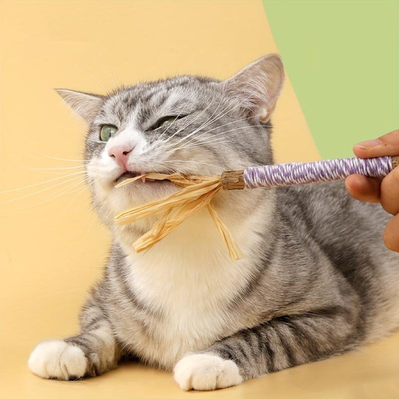 Catnip Teething Stick Cat Toy with Ball and Bell