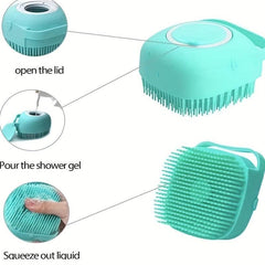 Dog Cat Bath Brush Comb Pet Cleaning Tool Comb Brush Shampoo Dispenser