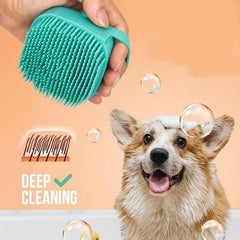 Dog Cat Bath Brush Comb Pet Cleaning Tool Comb Brush Shampoo Dispenser
