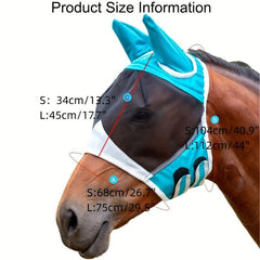 Adjustable Horse Fly Mask With Ears Breathable Durable Stretch Protection