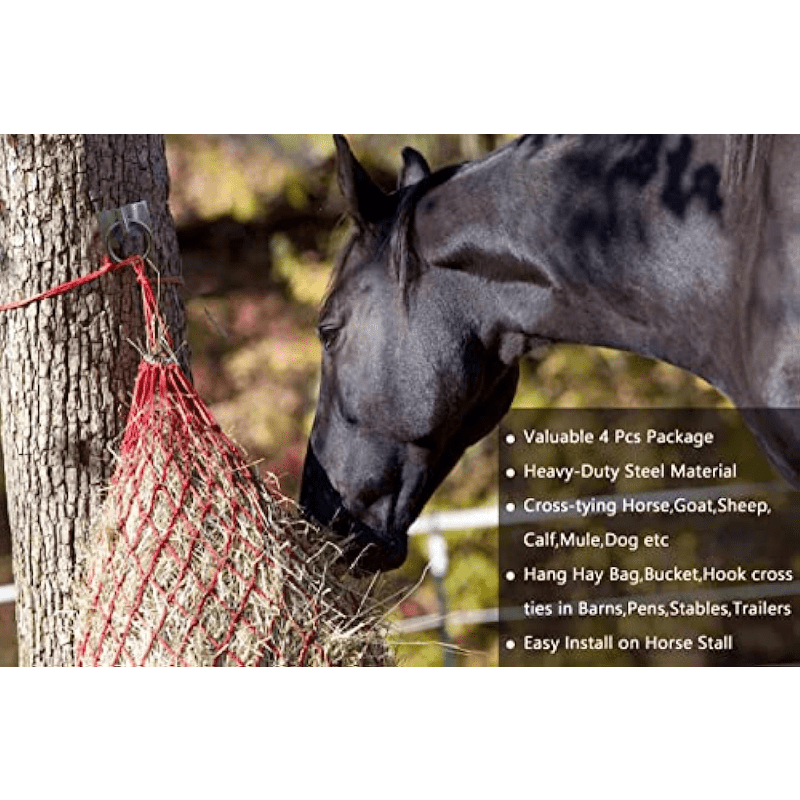 4pcs Heavy Duty Wall Mount Hitching Ring Hooks for Horse Stall Stable