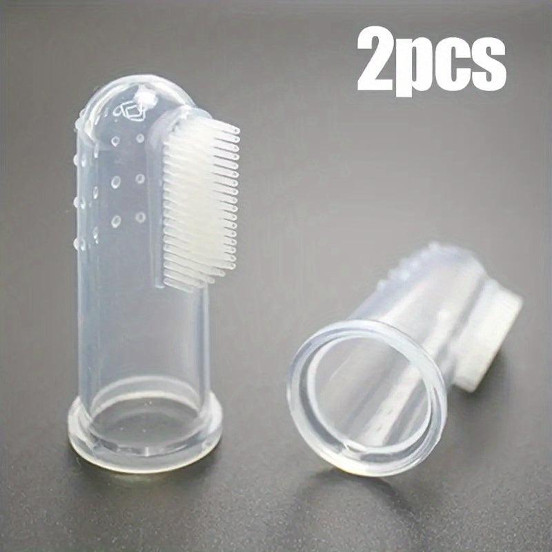 2pcs Finger Cover Pet Toothbrushes For Cat And Dog