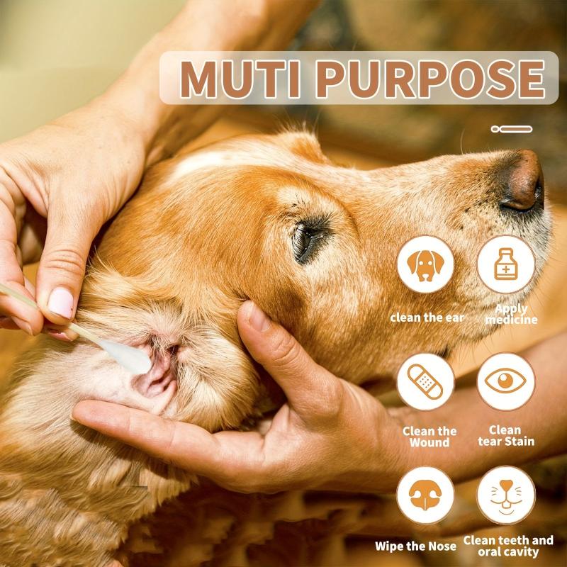 100/200 Large Cotton Swabs w/Bamboo Handle Dog Ear Cleaning