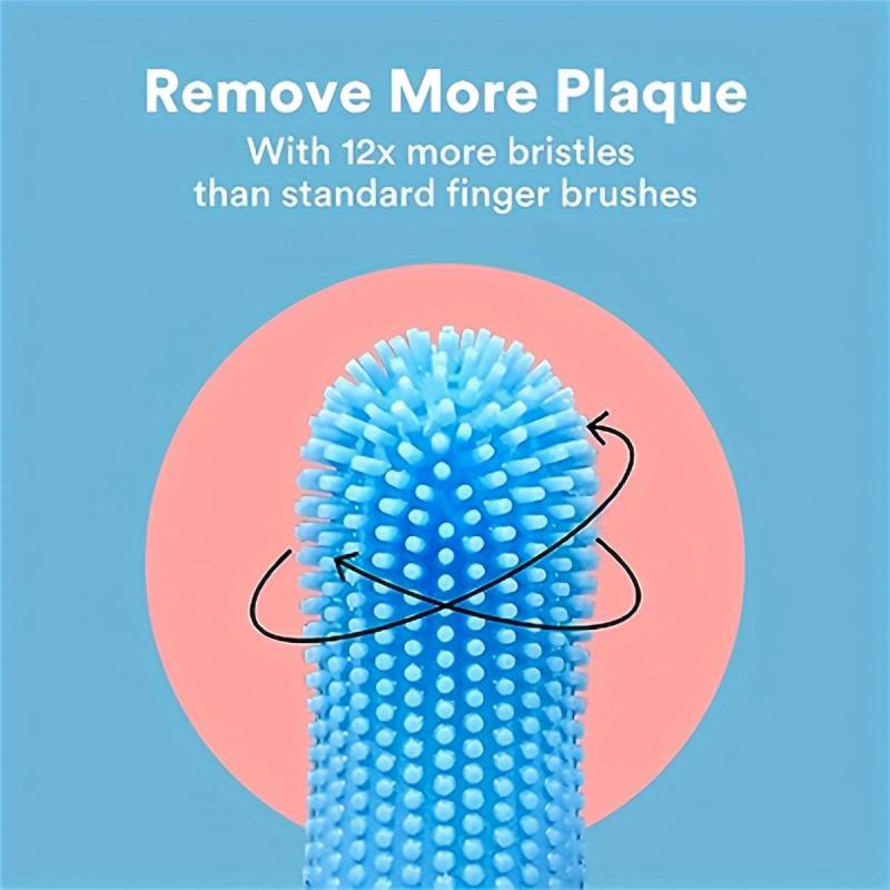 2pcs Silicone Dog Finger Toothbrush 360 Degree Cleaning Brush