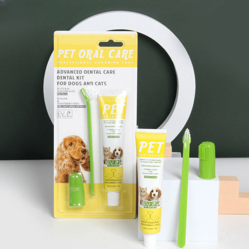 Pet Toothbrush And Toothpaste Set For Cats And Dogs