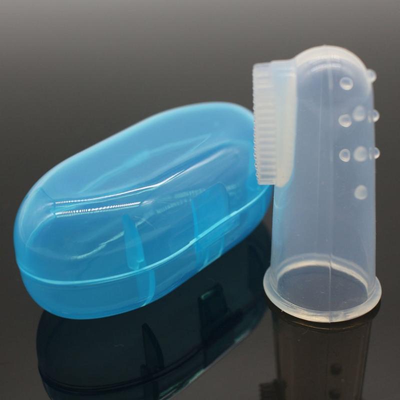 Soft Bristle Silicone Pet Finger Toothbrush Dog Teeth Cleaning with Storage Box