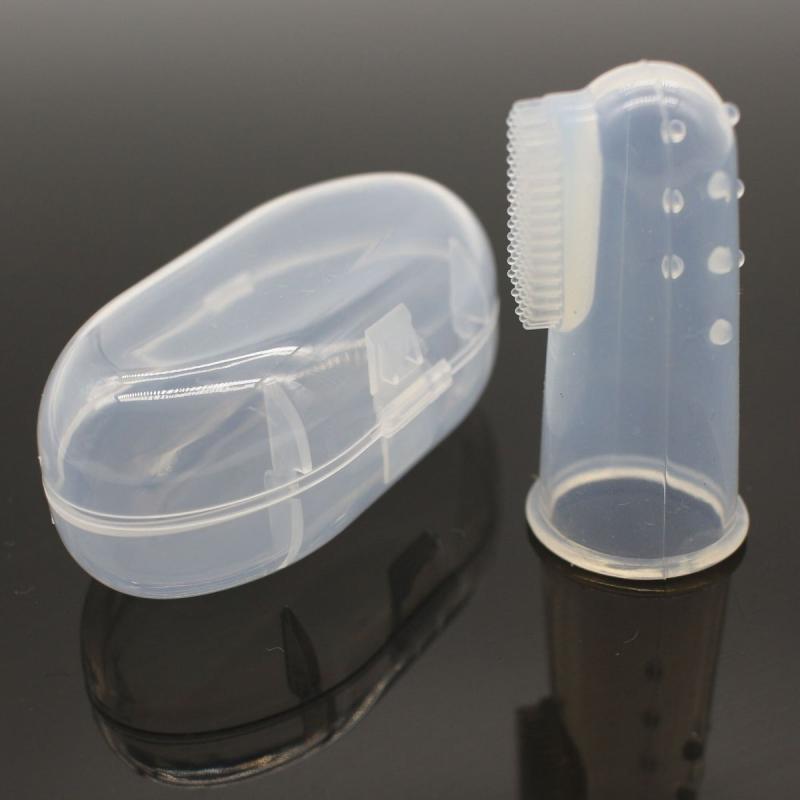 Soft Bristle Silicone Pet Finger Toothbrush Dog Teeth Cleaning with Storage Box