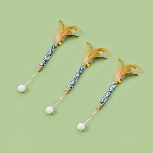 Catnip Teething Stick Cat Toy with Feathers and Bells