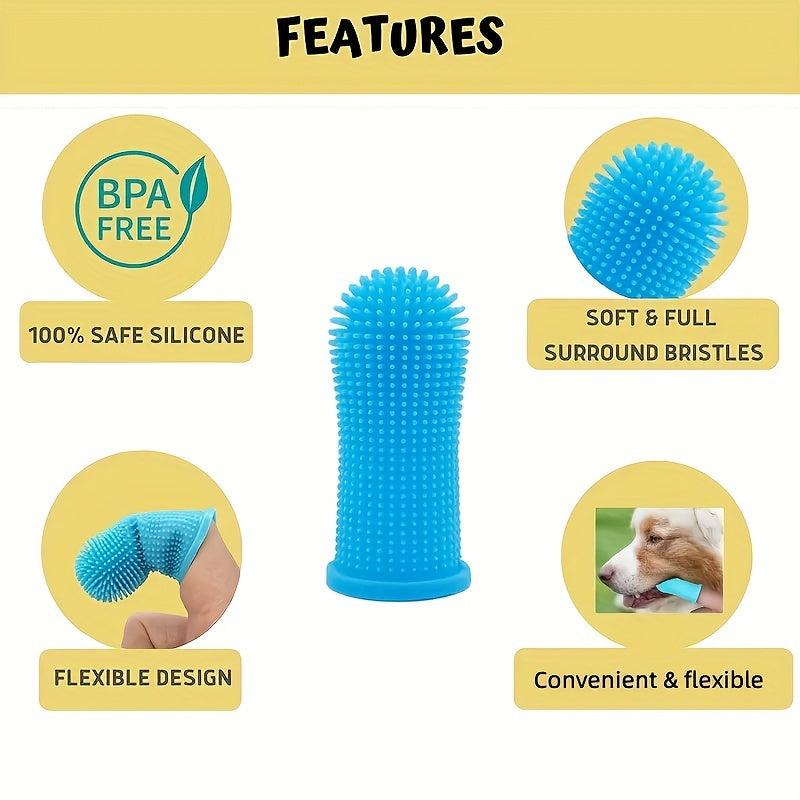 Dog Fingertip Toothbrush Soft Silicone Bristles Pet Teeth Cleaning Brush