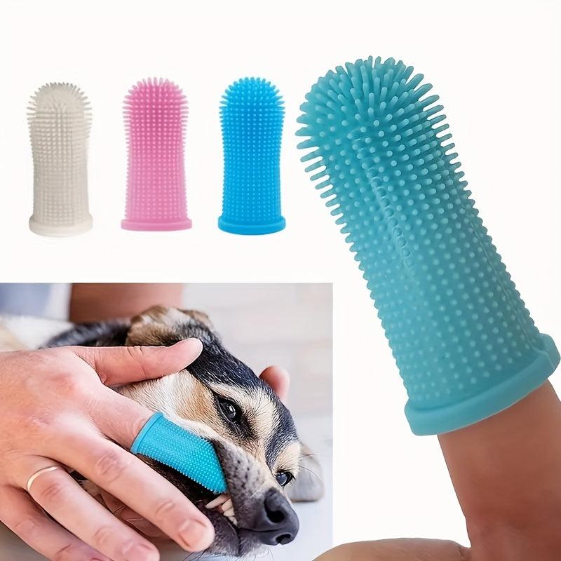 Dog Fingertip Toothbrush Soft Silicone Bristles Pet Teeth Cleaning Brush
