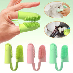 Dog Soft Double Finger Cover Toothbrush TPR Tooth Brush Pet Teeth Cleaning