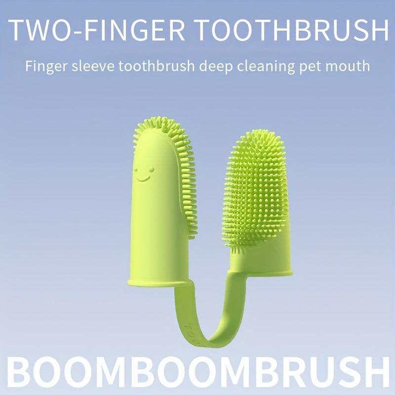 Pet Toothbrush Finger Cover Double Finger Dog Toothbrush Soft Bristle