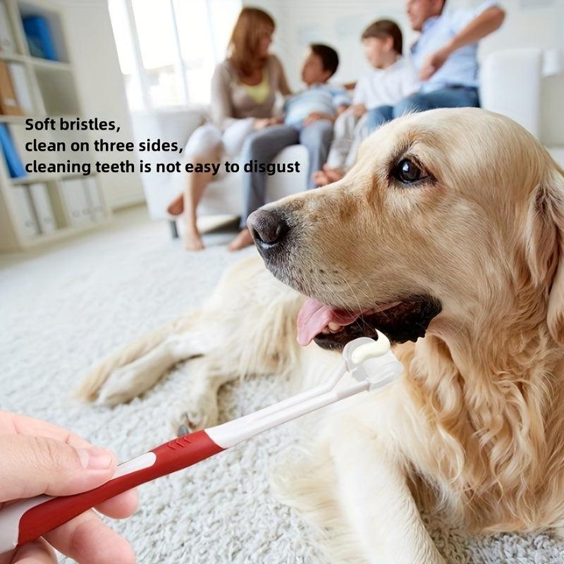3-Sided Pet Toothbrush for Dogs & Cats - Oral Cleaning Brush