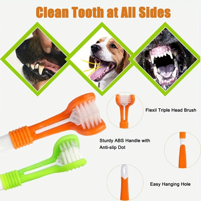 10 Pack Pet Dog Toothbrush Triple Double Head Finger Rubber Cat Dog Toothbrush