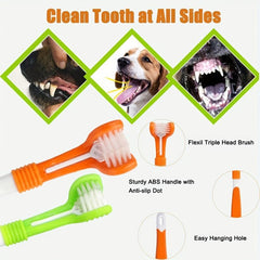 10 Pack Pet Dog Toothbrush Triple Double Head Finger Rubber Cat Dog Toothbrush