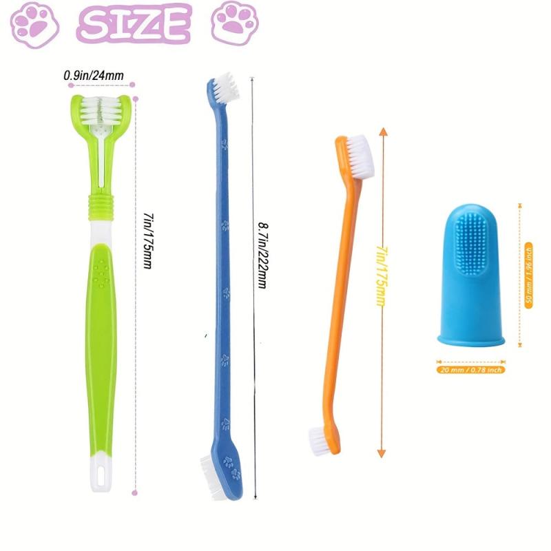 10 Pack Pet Dog Toothbrush Triple Double Head Finger Rubber Cat Dog Toothbrush