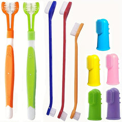 10 Pack Pet Dog Toothbrush Triple Double Head Finger Rubber Cat Dog Toothbrush