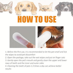 50-Pad Dog Toothbrush & Finger Cover Dental Wipes for Pet Teeth Cleaning