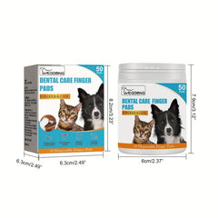 50-Pad Dog Toothbrush & Finger Cover Dental Wipes for Pet Teeth Cleaning