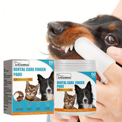 50-Pad Dog Toothbrush & Finger Cover Dental Wipes for Pet Teeth Cleaning