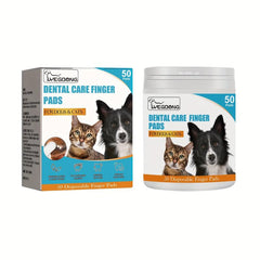 50-Pad Dog Toothbrush & Finger Cover Dental Wipes for Pet Teeth Cleaning