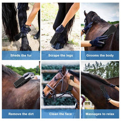 Pro Horse Grooming Massage Kit Pet Neat Comb Shedding Hair Face Cleaning