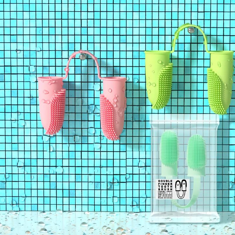 Pet Double Finger Toothbrush Soft Bristle Dog Toothbrush
