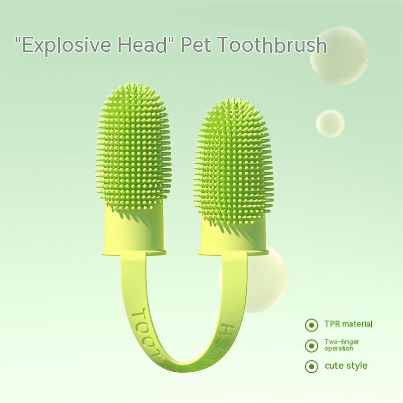 Pet Double Finger Toothbrush Soft Bristle Dog Toothbrush