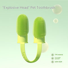 Pet Double Finger Toothbrush Soft Bristle Dog Toothbrush