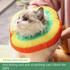 Rainbow Waterproof Cat Cone Collar Anti Bite Wound Healing Protective Collar