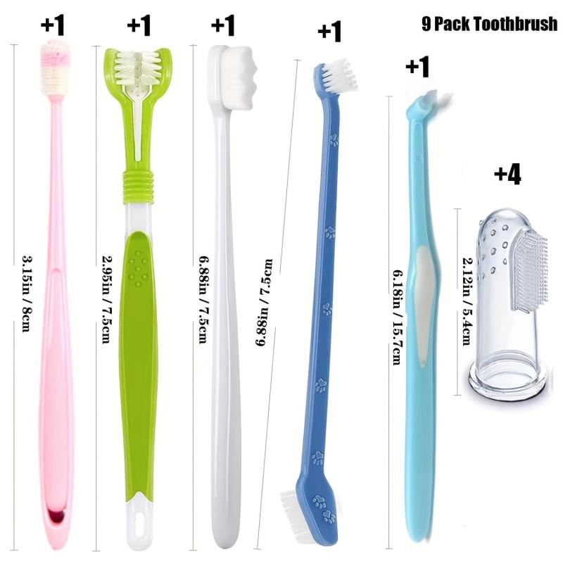 9pcs Dog Cat Toothbrush Set Soft Bristle Finger Toothbrushes
