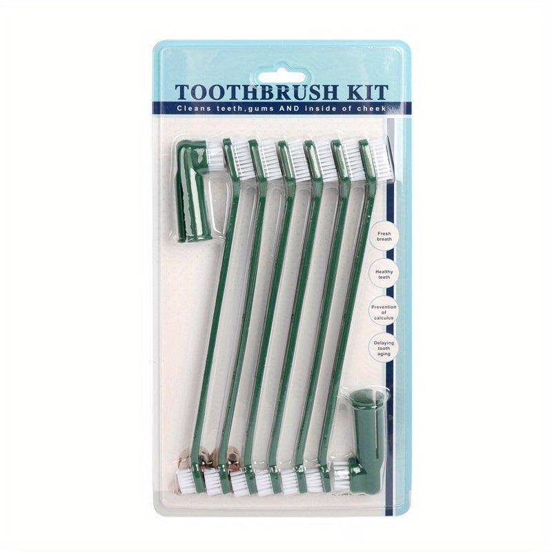 8pcs Pet Toothbrush Set for Oral Cleaning Cat & Dog Finger Toothbrush