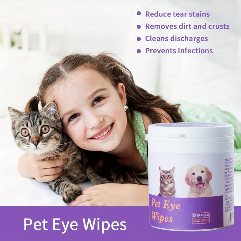 200pcs Pet Eye Cleaning Wipes Tear Stain Remover For Cats