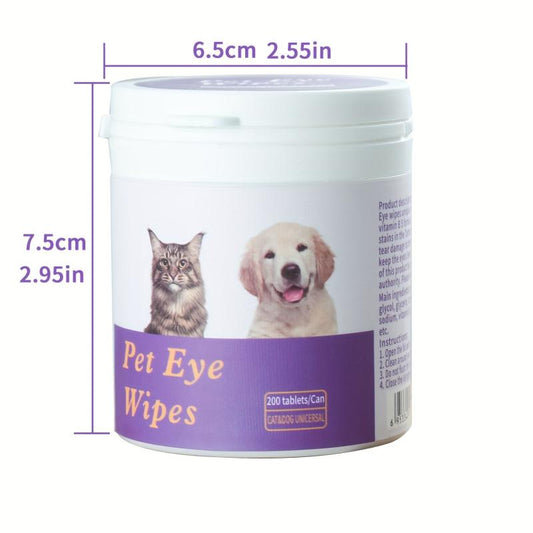 200pcs Pet Eye Cleaning Wipes Tear Stain Remover For Cats