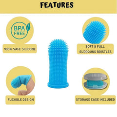 2pcs Soft Silicone Dog Finger Toothbrush with Storage Box