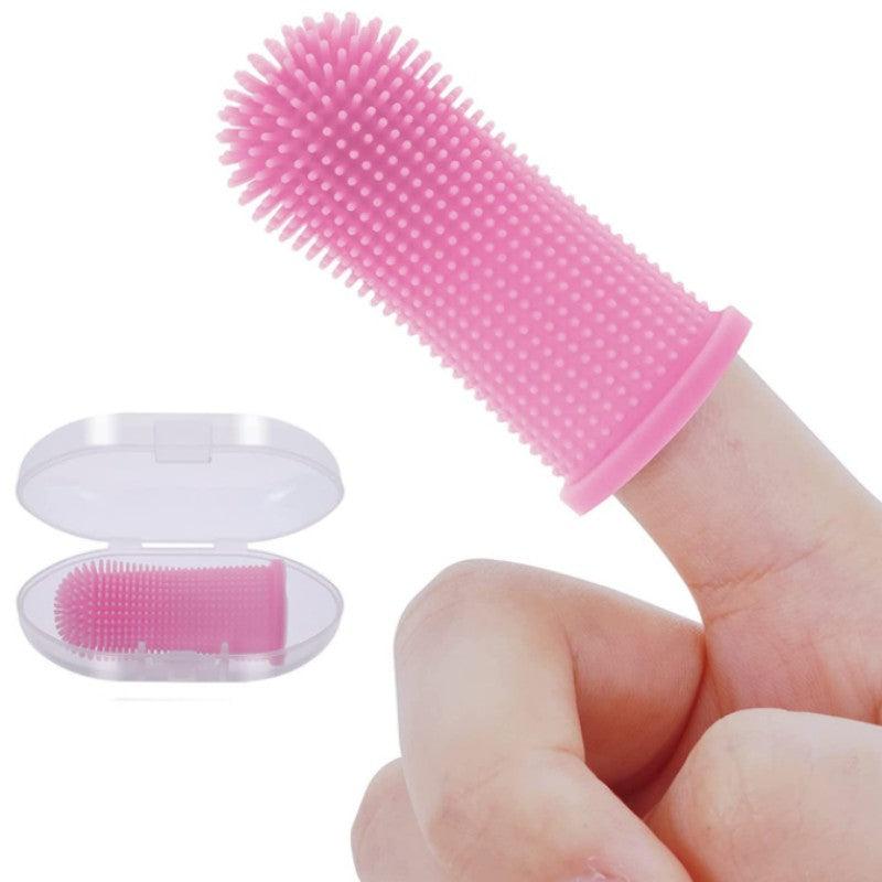 2pcs Soft Silicone Dog Finger Toothbrush with Storage Box