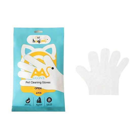 6pcs Pet Cleaning Gloves Wet Wipes for Dog Bathing