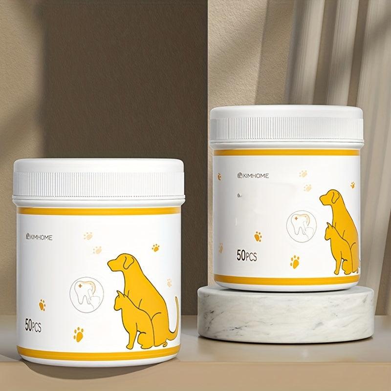 50pcs Dog Toothbrush Pet Finger Cover Dental Wipes for Teeth