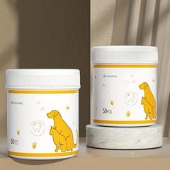 50pcs Dog Toothbrush Pet Finger Cover Dental Wipes for Teeth