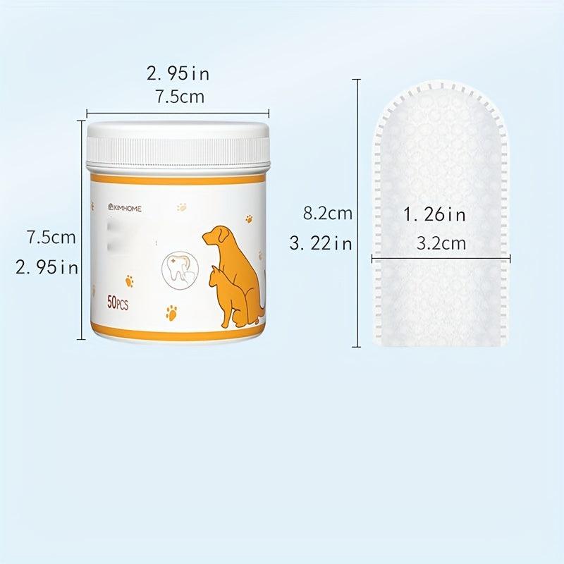 50pcs Dog Toothbrush Pet Finger Cover Dental Wipes for Teeth