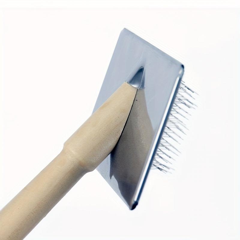 Professional Pet Grooming Brush for Dogs - Wooden Handle