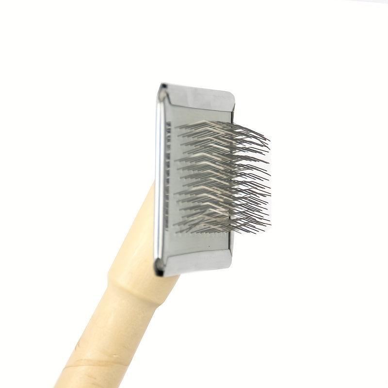Professional Pet Grooming Brush for Dogs - Wooden Handle