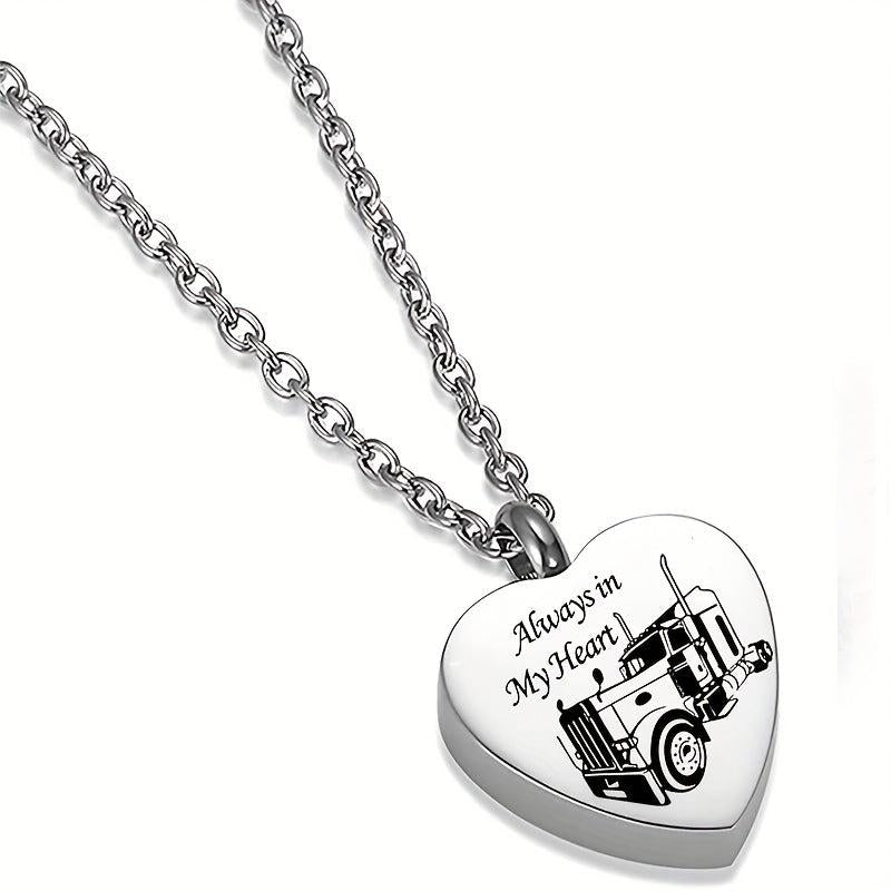 Pet Memorial Heart Urn Necklace with Paw Print for Ashes