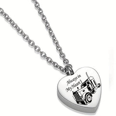 Pet Memorial Heart Urn Necklace with Paw Print for Ashes