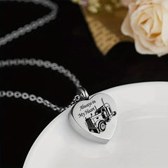 Pet Memorial Heart Urn Necklace with Paw Print for Ashes
