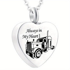 Pet Memorial Heart Urn Necklace with Paw Print for Ashes
