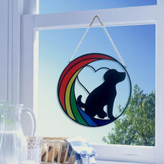 Stained Glass Dog Memorial For Loss Of Dog | Rainbow Bridge Pet Memorial